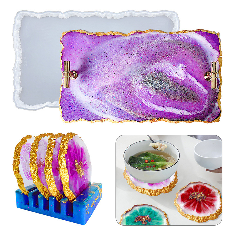 Serving Tray Mold - Dm413 drusy coaster resina molde geode