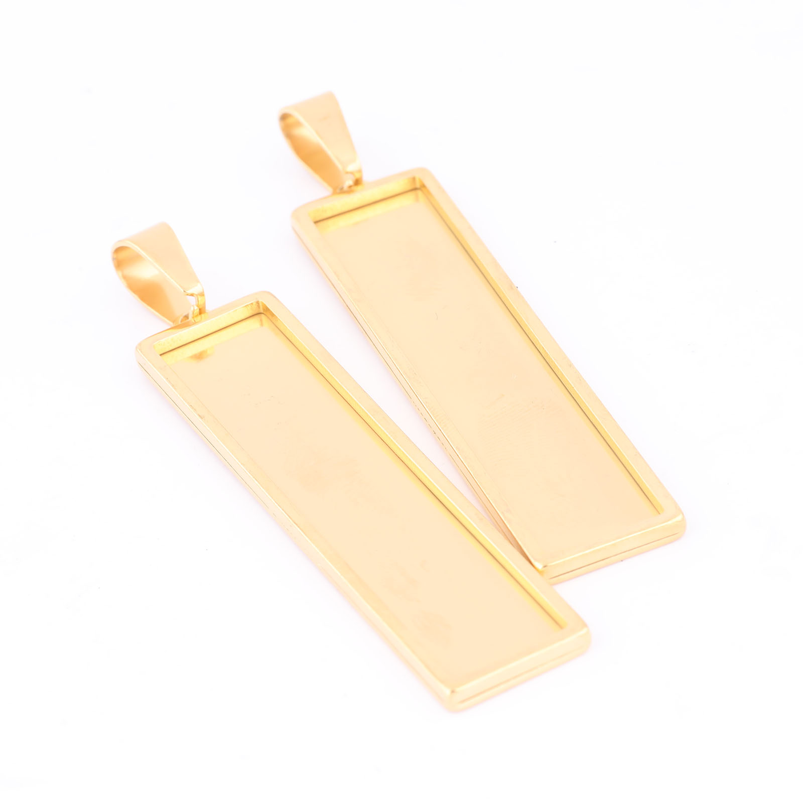 Bezels Set Pendant - Aço inoxidável Banhado a Ouro Retângulo