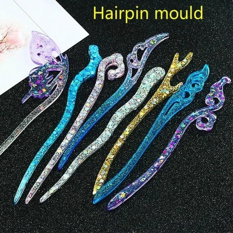 Resin Craft Supplies - Novo transparente hairpin silicone molde especial