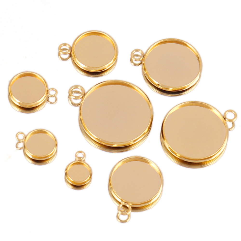Bezels Set Pendant - 10 pçs cabochão de aço inoxidável