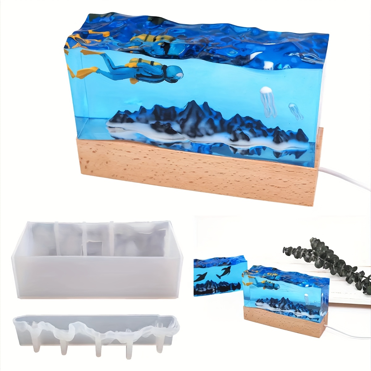 1 conjunto de moldes de resina - Resin Ocean Wave Mold avaliação e preço