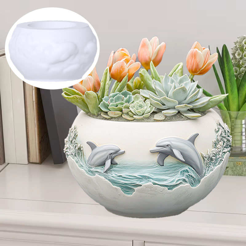 Casal golfinho alívio planta s - Resin Ocean Wave Mold avaliação e preço
