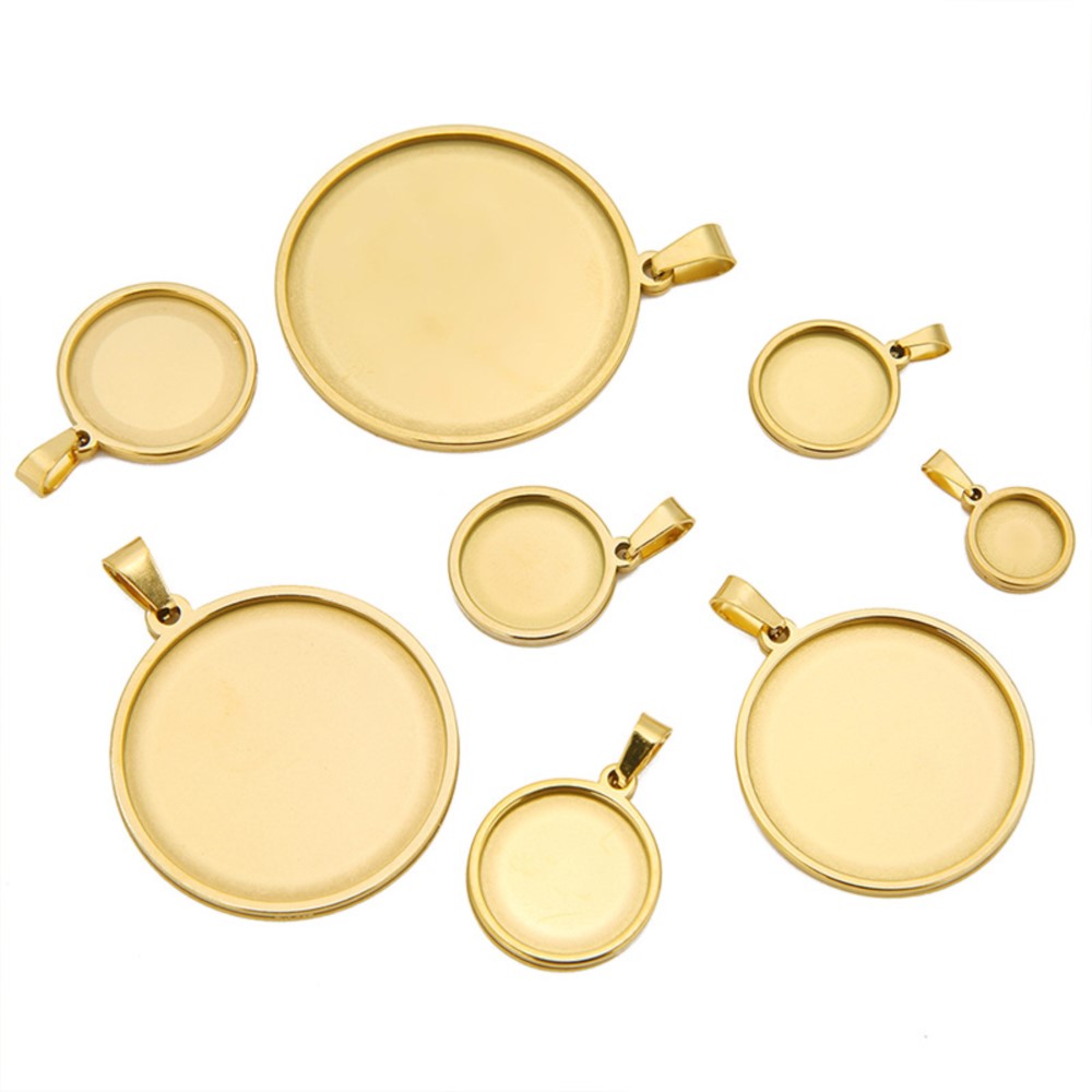 Aço inoxidável Rodada Cabochão - Bezels Set Pendant avaliação e preço